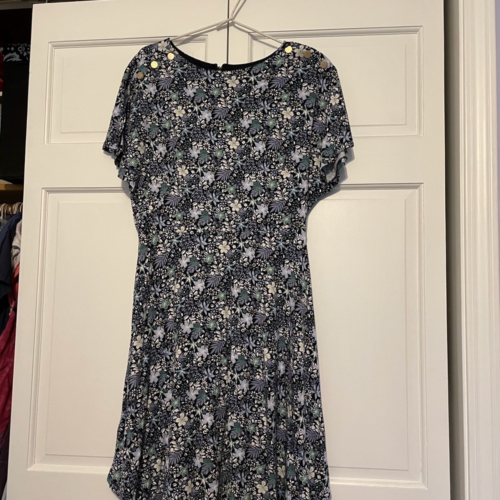 LOFT Stretch Knit Floral Fit N Flare Dress